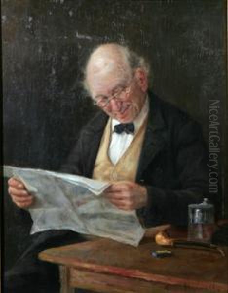 Lasande Man Oil Painting by Oscar Frans Stenvall