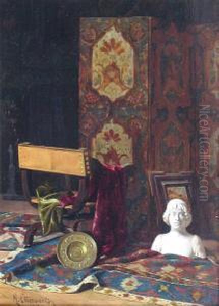 Interieur Oil Painting by Klavdij Petrovic Stepanov