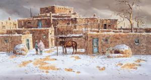 Winter Pueblo Oil Painting by Joseph Stephan