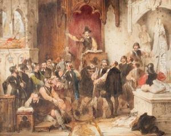 John Knox Addressing The Scottish Reformists Oil Painting by James Stephanoff