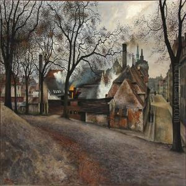 Street Scene From Christianshavn, Copenhagen Oil Painting by Axel Stephansen