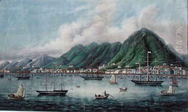 Victoria Island, Hong Kong, c.1865 Oil Painting by Anonymous Artist