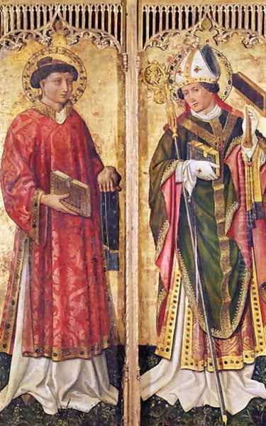 St. Stephen and St. Blaise, from the Altarpiece of Pierre Rup, c.1450 Oil Painting by Anonymous Artist