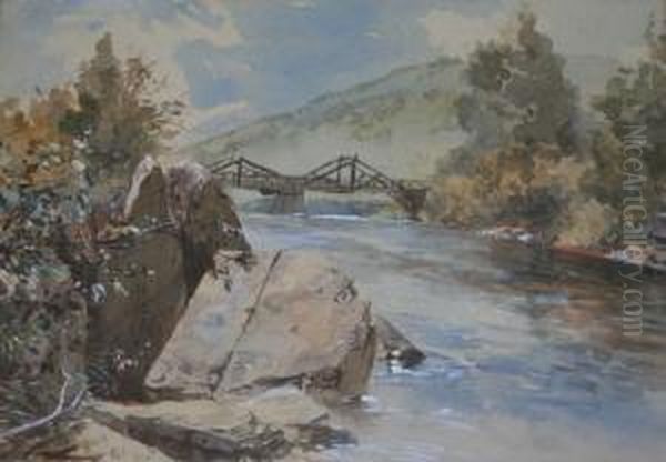 Salmon Pool, Metapediac River, Canada; Oil Painting by Russell Stephenson