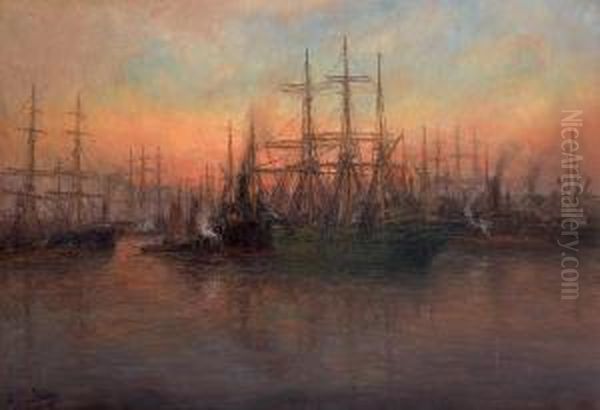 Voiliers Au Port Oil Painting by Romain Steppe