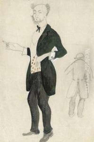 Costume Design For 'menachem Mendel' Oil Painting by David Petrovich Sterenberg