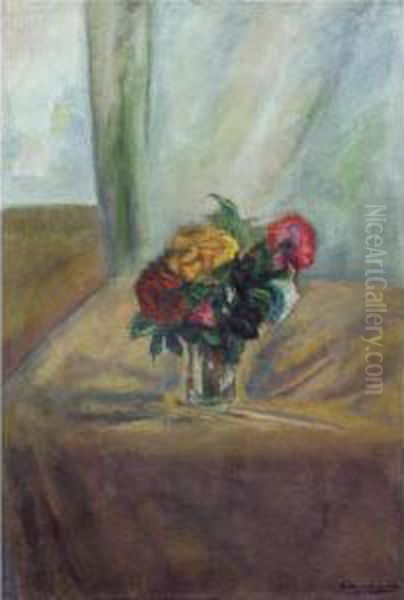 Flowers In A Vase Oil Painting by David Petrovich Sterenberg