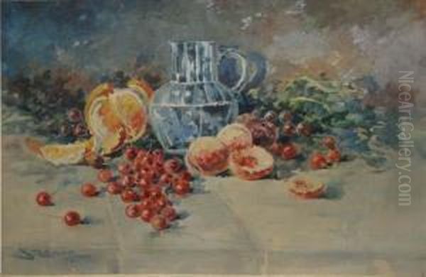 Natura Statica Cu Fructe Si Carafa Oil Painting by Nora Steriadi