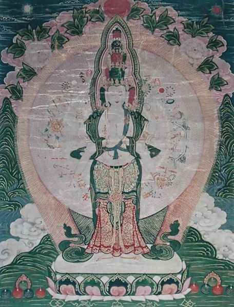 Thangka, Thousand armed Avalokitesvara in Cosmic Form Oil Painting by Anonymous Artist