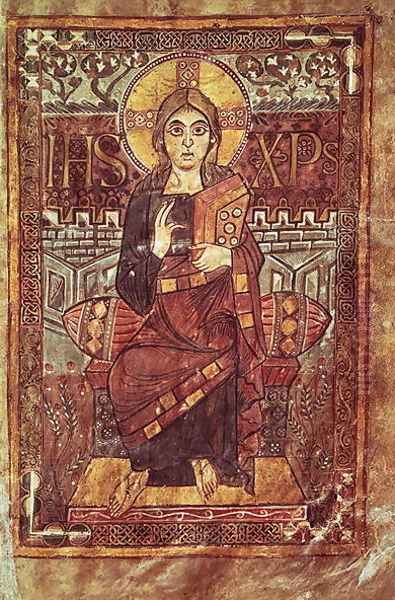 Christ in Majesty, from the Godescale Gospel, c.781-783 AD Oil Painting by Anonymous Artist