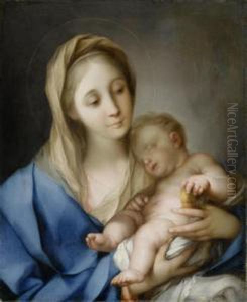 Madonna And Child With An Apple Oil Painting by Ignazio Stern