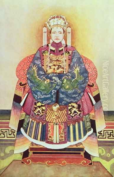 Portrait of Tzu Hsi, the Empress Dowager (1835-1908) Oil Painting by Anonymous Artist