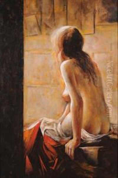 Nudo Di Donna Seduta Oil Painting by Max Stern