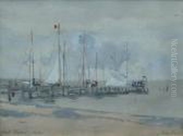 ''edgartown Pier, Martha's Vineyard'' Oil Painting by Albert Edward Sterner