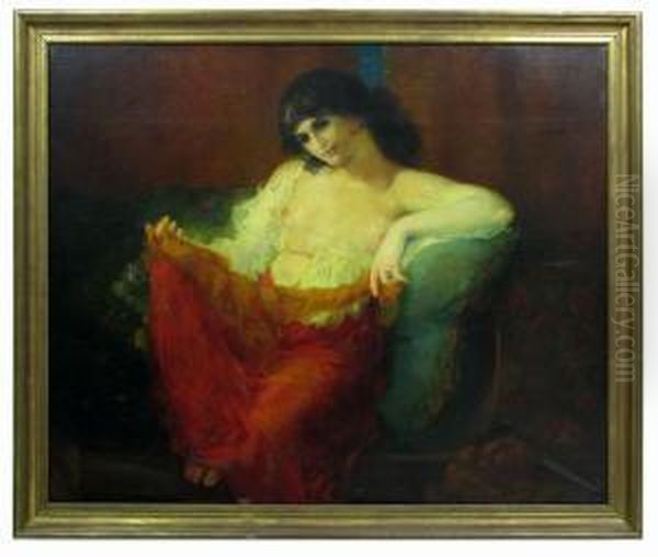 Harem Woman Wearing Red Hoop Earrings Oil Painting by Charles Walter Stetson