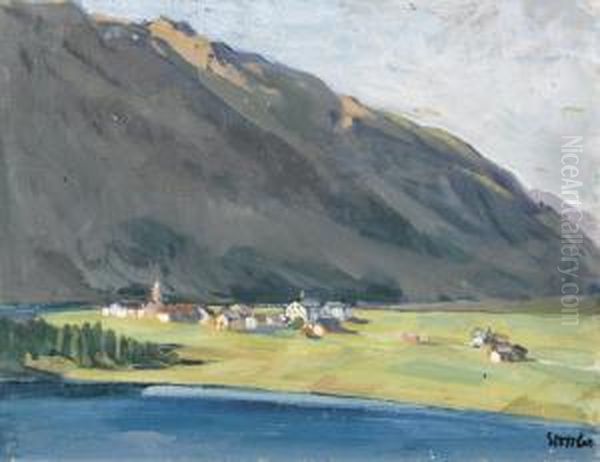 Ansicht Von Sils-maria Mit Tiefblauem See. Oil Painting by Martha Stettler