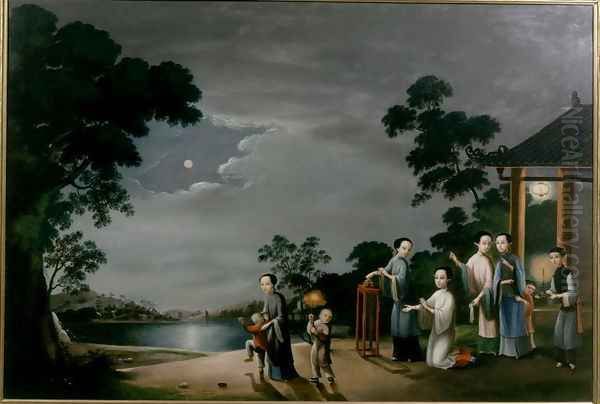 Mid-Autumn Moon Festival, c.1800 Oil Painting by Anonymous Artist