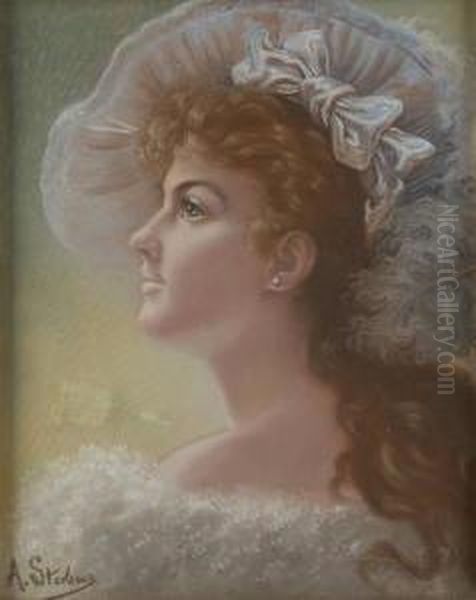 Jeune Femme Au Chapeau De Profil Oil Painting by Agapit Stevens