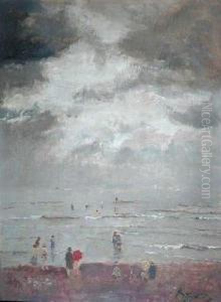 Strandzicht Oil Painting by Agapit Stevens