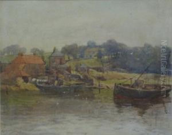 River Esk Whitby Oil Painting by Alfred Stevens