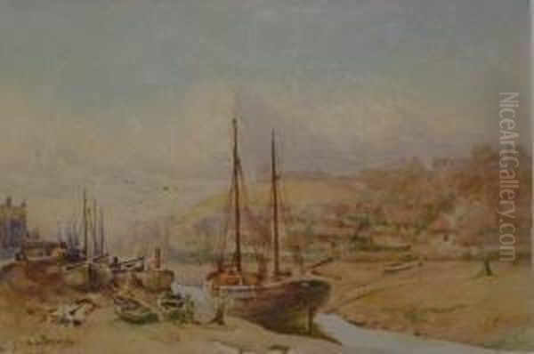 Low Tide Upper Harbour Whitby Oil Painting by Alfred Stevens