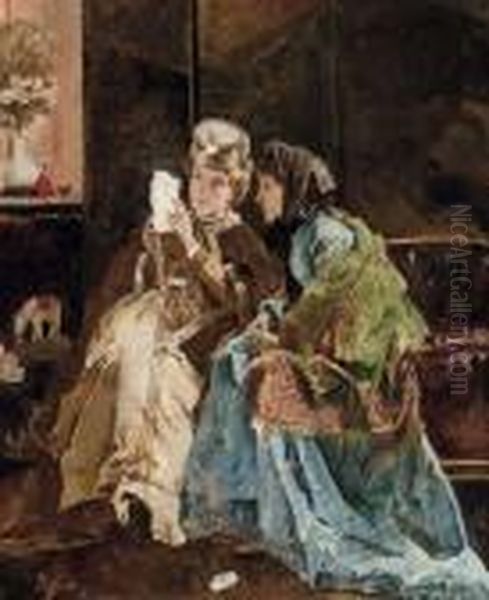 La Bonne Lettre Oil Painting by Alfred Stevens