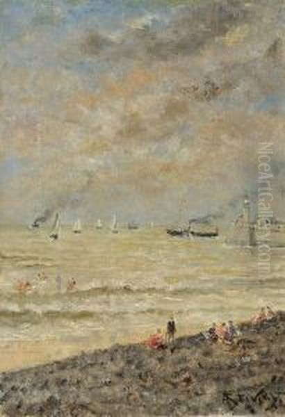 Scene De Bord De Mer Oil Painting by Aime Stevens