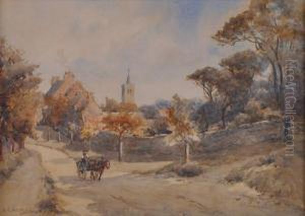 Horse-drawn Cart Leaving A Village Oil Painting by Alfred Stevens