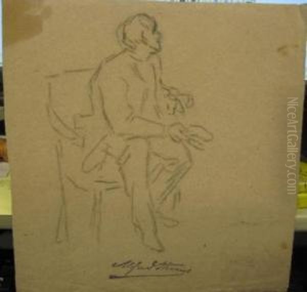 Study Of A Seated Man Oil Painting by Alfred Stevens