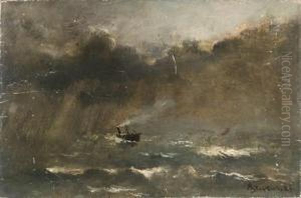 Navire Dans La Tempete Oil Painting by Alfred Stevens