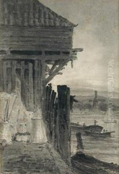 A View At Lambeth Oil Painting by Francis Stevens