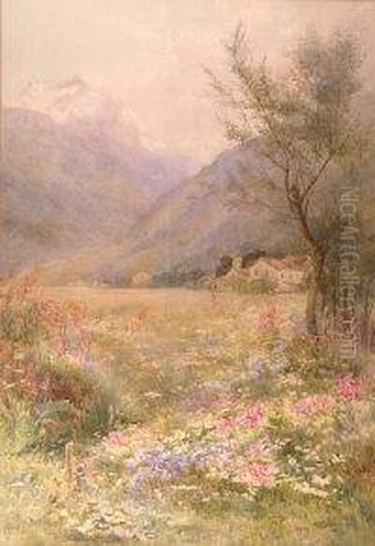 An Alpine Meadow Oil Painting by Mary Stevens