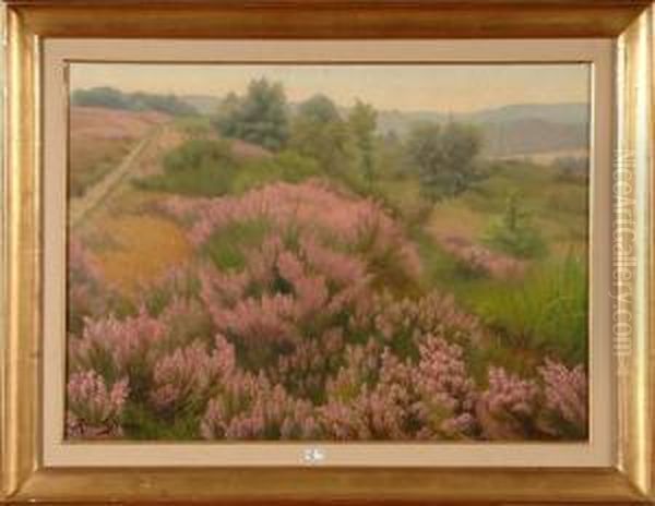 Paysage Aux Bruyeres Oil Painting by Rene Stevens