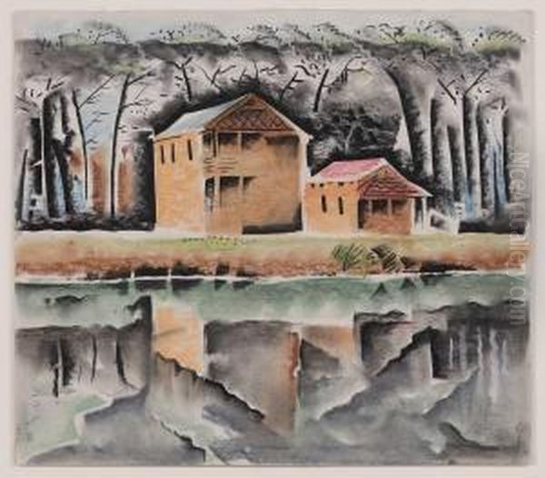 Houses In The Bayou Oil Painting by Will Henry Stevens