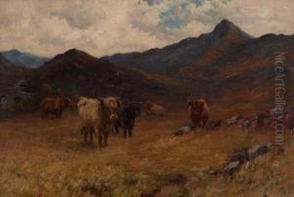 Highland Cattle Oil Painting by William Grant Stevenson