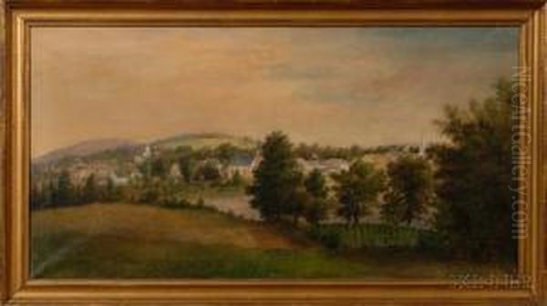 Panoramic Hillside View Of A Village. Oil Painting by Seth Steward