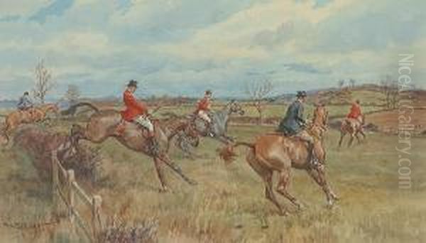 The Cottiesmore At Rankinsboro Gorse Oil Painting by Frank Algernon Stewart