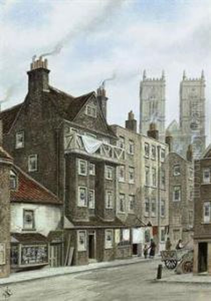 Caxton's House, With Westminster Abbey Beyond Oil Painting by James Lawson Stewart