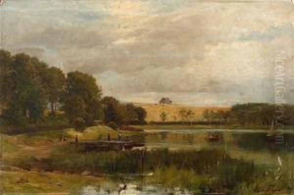 'castle Douglas', And Another Of A Riverlandscape Oil Painting by William Stewart