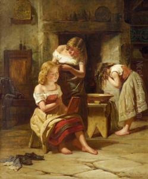 Drei Junge Madchen Bei Der Toilette Oil Painting by William Stewart