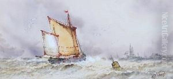 Fishing Smack In Choppy Seas Oil Painting by William Stewart