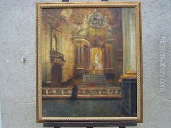 Interieur D'eglise Oil Painting by Francois Steyaert