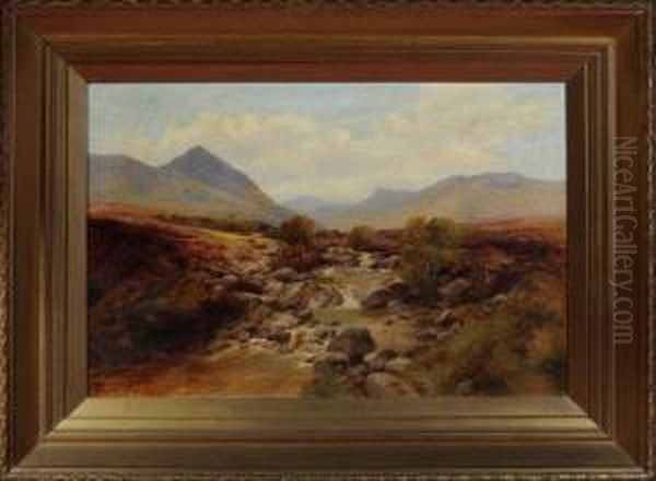 A View In The Lake District Oil Painting by Harry James Sticks