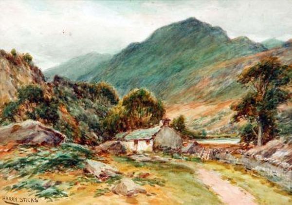 Foot Of Base Brown, Seathwaite, Borrowdale Oil Painting by Harry James Sticks