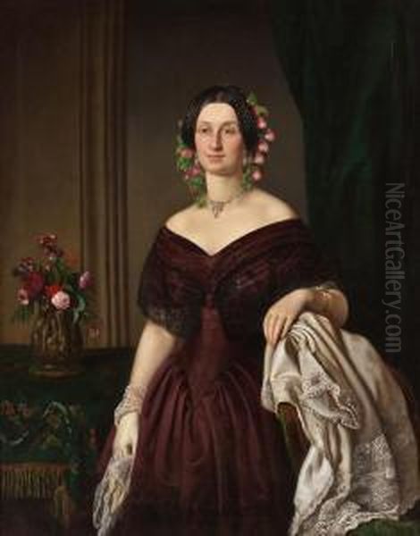 Portrait Elisabeth Freifrau Von Oefele Oil Painting by Josef Karl Stieler