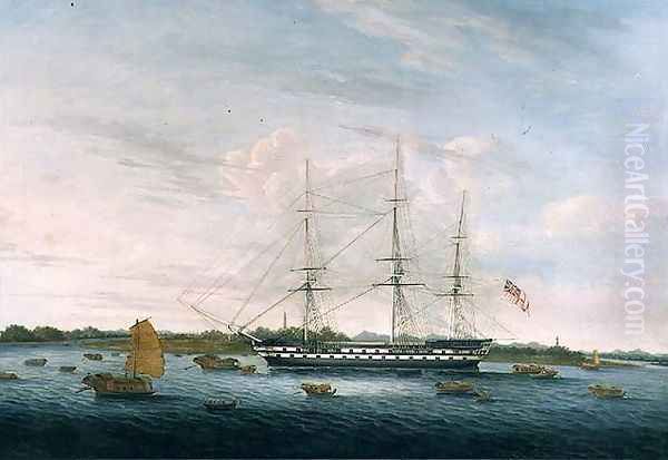 The Honourable East India Company's 'The Earl of Balcarras' at Canton, 1816 Oil Painting by Anonymous Artist