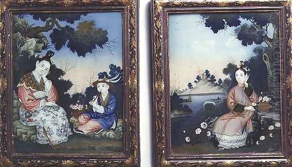 Courtly ladies Oil Painting by Anonymous Artist