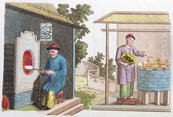 Firing of porcelain in China at the end of the 18th century, from 'La Chine en Miniature' 1811 Oil Painting by Anonymous Artist