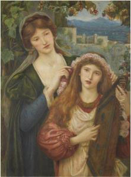 The Childhood Of St. Cecily Oil Painting by Maria Euphrosyne Spartali, later Stillman