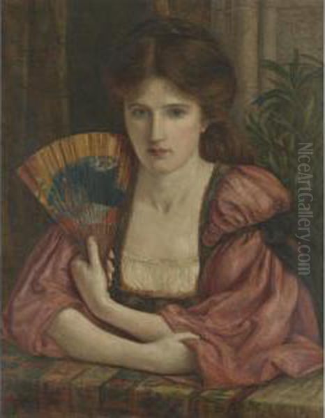 Self Portrait In Medieval Dress Oil Painting by Maria Euphrosyne Spartali, later Stillman